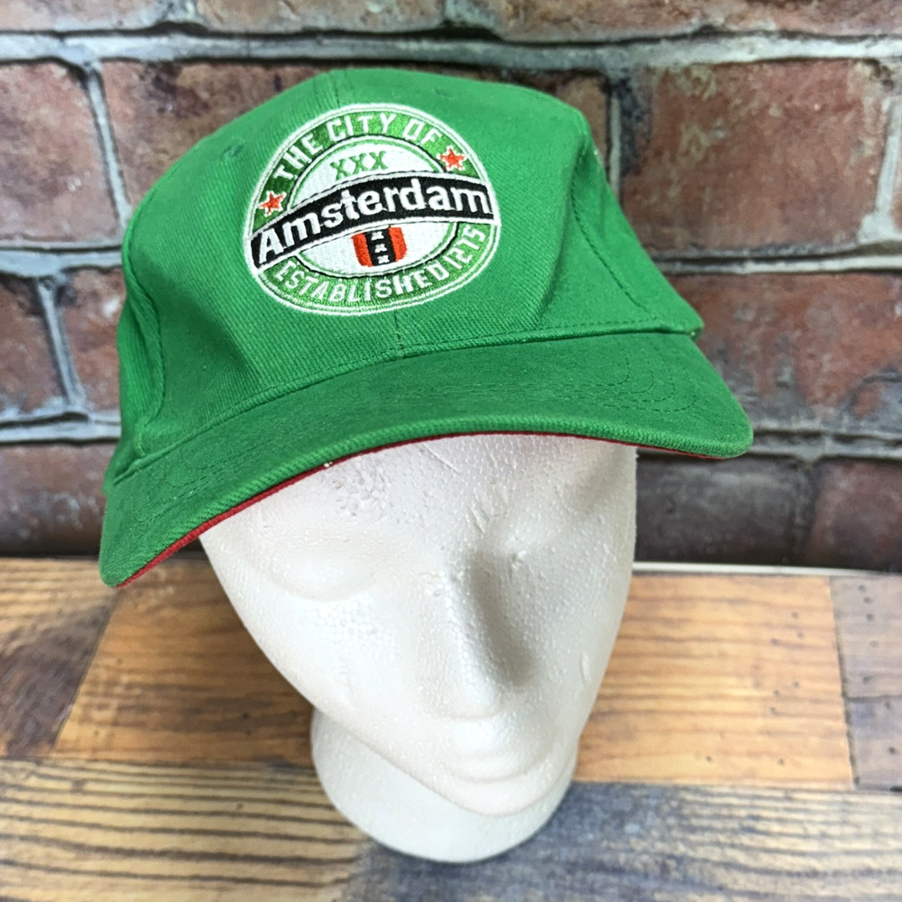 City of Amsterdam Baseball Cap Hat Men's Green Red Holland XXX‎ Adjustable